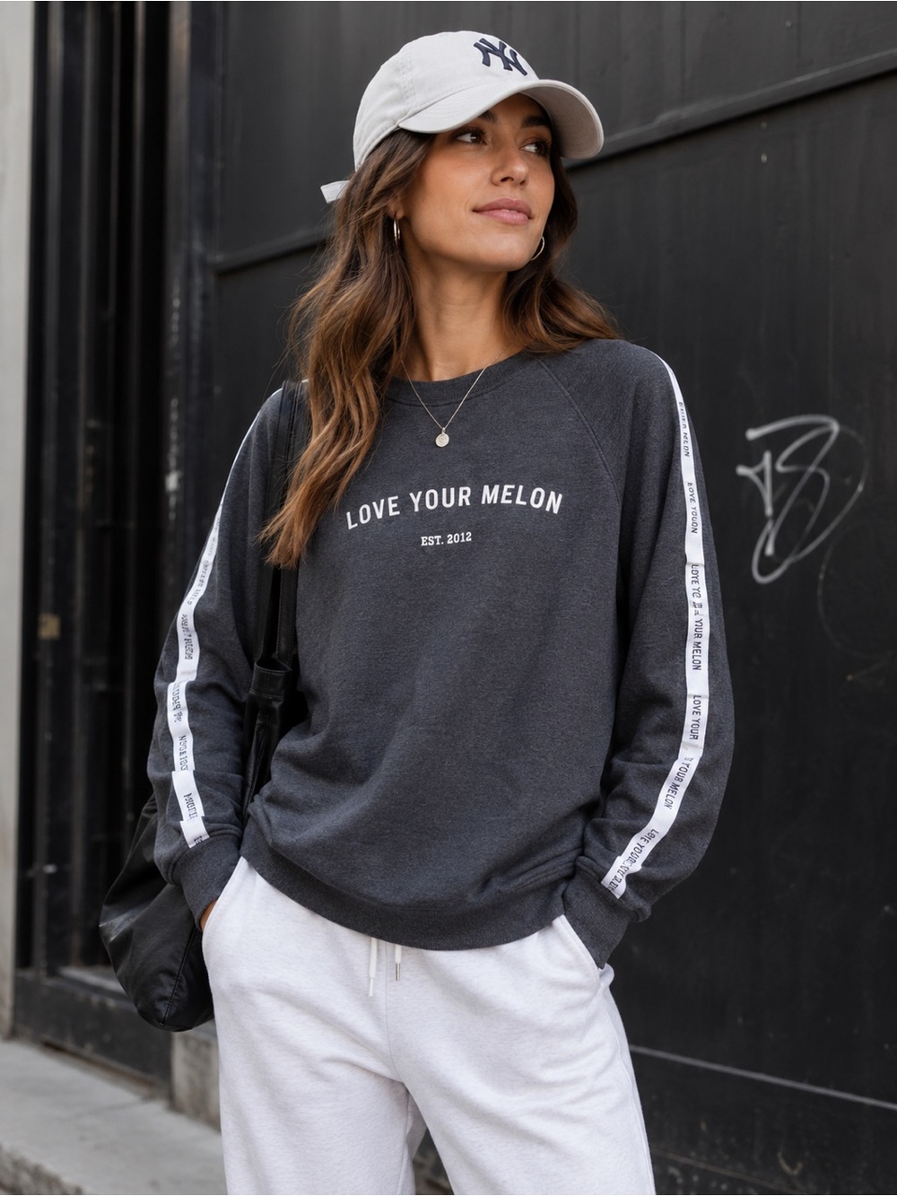 Love Your Melon Charcoal Gray Est. 2012 Crew Neck Cotton Blend Sweatshirt Small